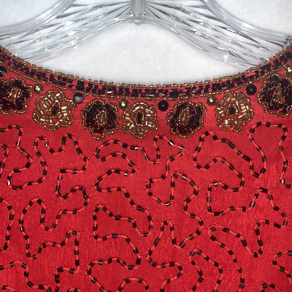 Vintage Laurence Kazer New York Red Beaded Jacket Medium - Picture 6 of 8